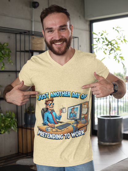 Funny Work From Home T-shirt, Just Another Day of Pretending to Work Tee, Gift for Office Workers, Humor Shirt, Quirky Cartoon Tee