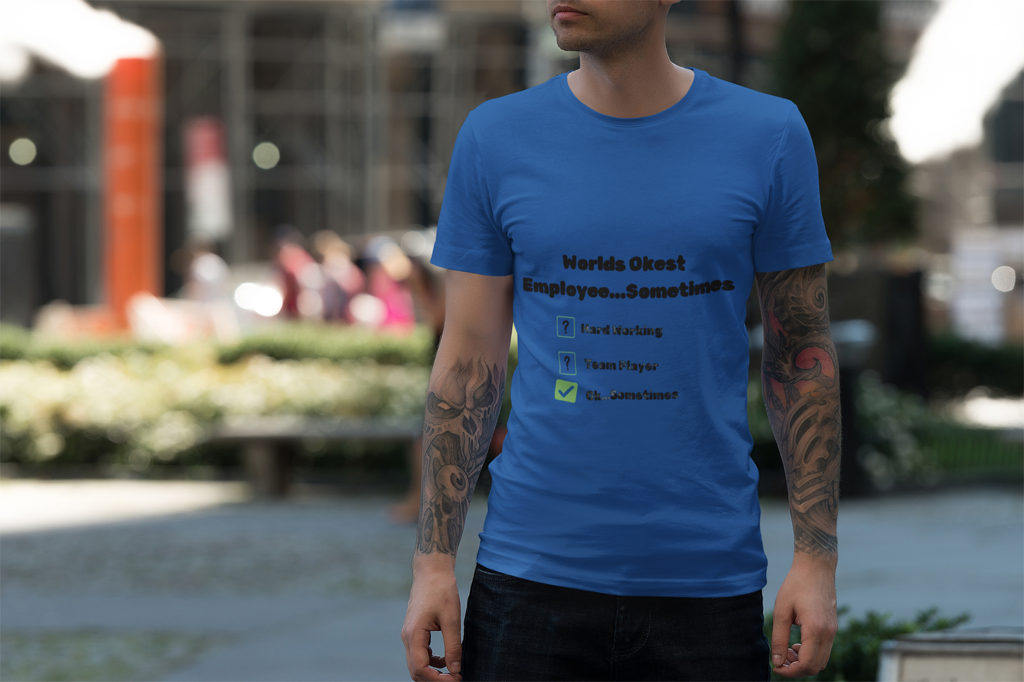 Funny Work Tshirt - 'World's Okest Employee' Tshirt - Office Joke Apparel, Casual Gift for Co-workers