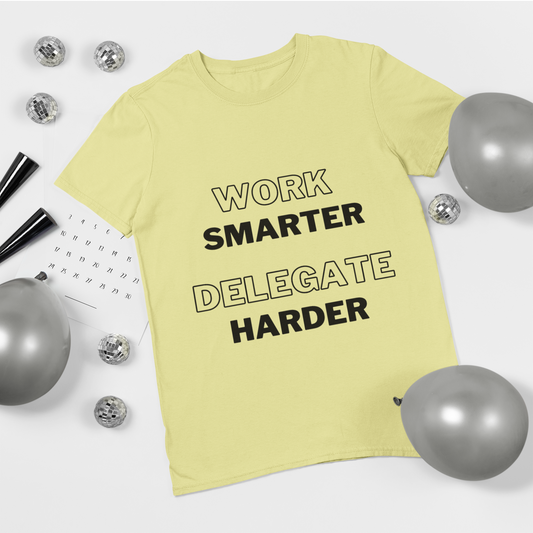 Funny Work Tshirt, Work Smarter Delegate Harder Tee, Office Humor Shirt, Sarcastic Work T-Shirt, Workplace Joke Tee, Coworker Gift