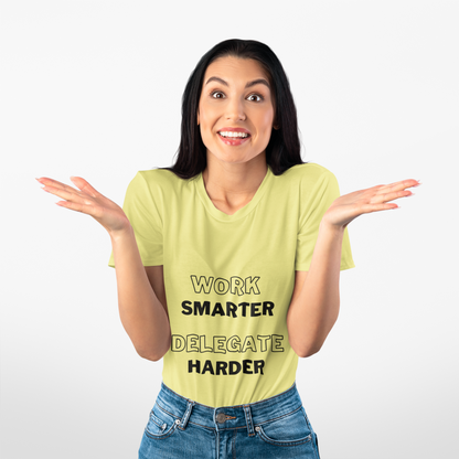 Funny Work Tshirt, Work Smarter Delegate Harder Tee, Office Humor Shirt, Sarcastic Work T-Shirt, Workplace Joke Tee, Coworker Gift