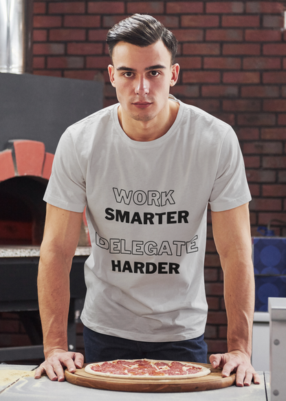 Funny Work Tshirt, Work Smarter Delegate Harder Tee, Office Humor Shirt, Sarcastic Work T-Shirt, Workplace Joke Tee, Coworker Gift